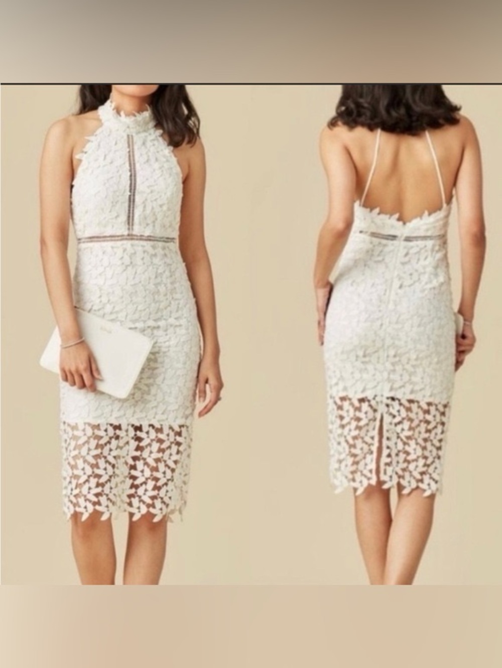 Bardot Gemma White Lace Halter Dress